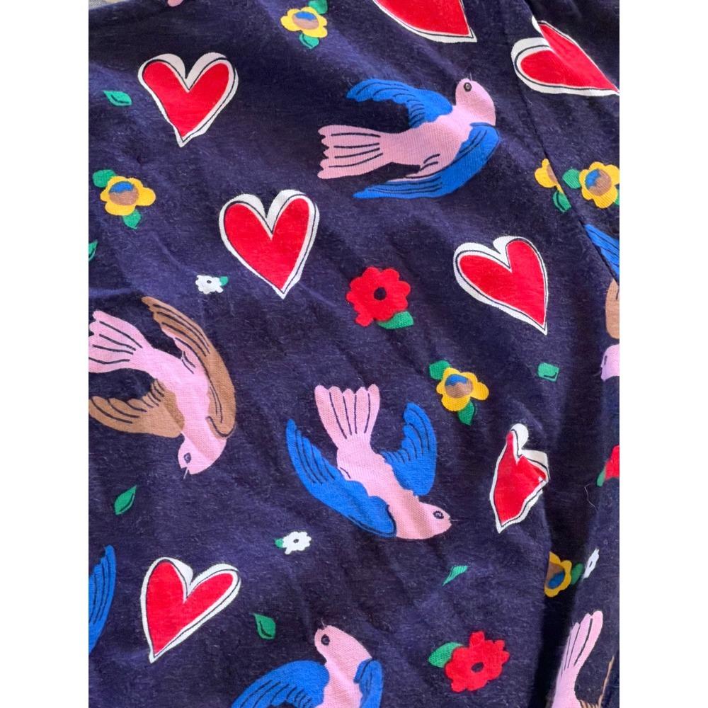 Boden Leandra Navy Blue Bird Dove Heart Print Long Sleeve Midi Dress Tie Waist 8 - Picture 7 of 13